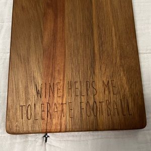 “Wine helps me tolerate football” charcuterie cutting board
